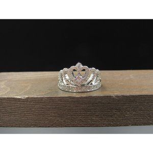 Size 8.25 Sterling Silver Beautiful Crown Cubic Zirconia Band Ring